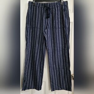 Sonoma Blue and White Striped Linen Cotton Pant